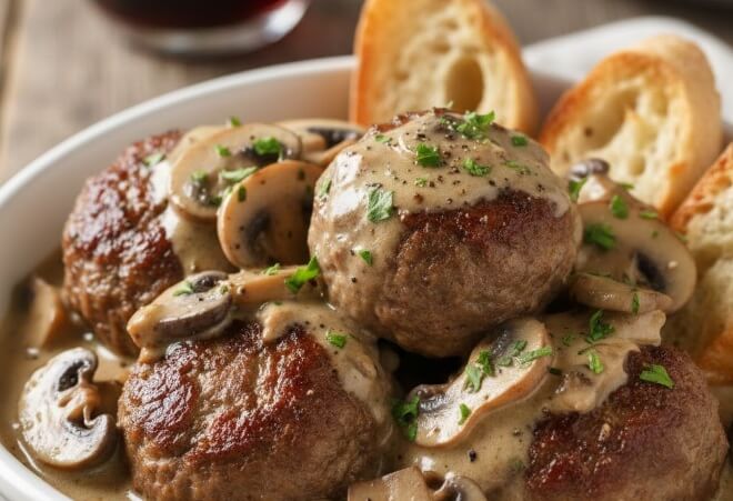  קציצות בקר ברוטב פטריות 