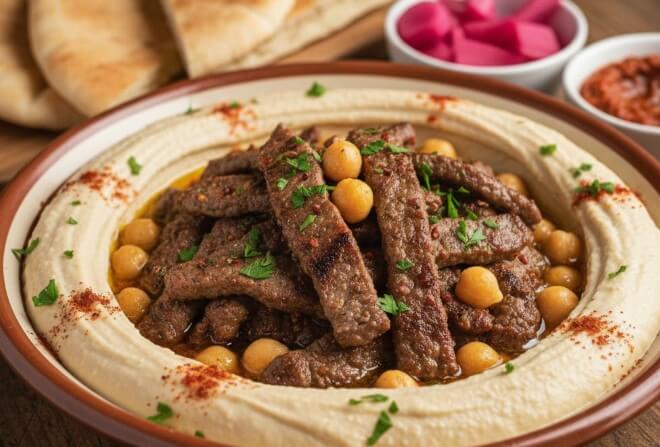 חומוס עם בשר