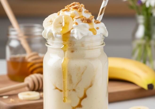   מילקשייק בננה ודבש