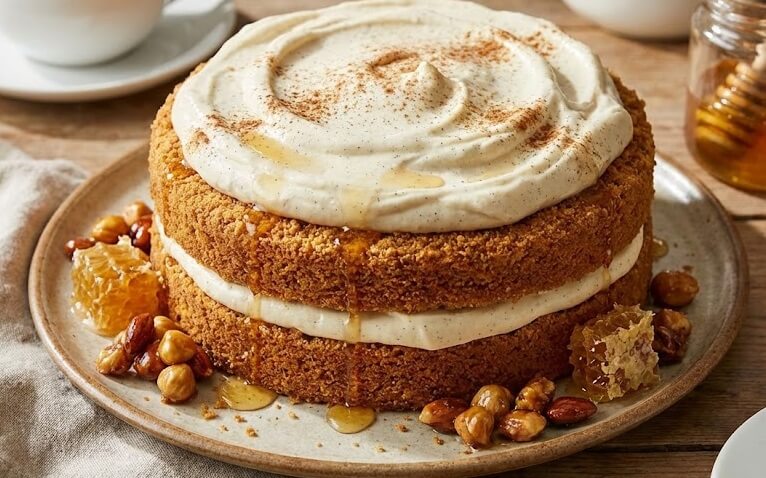   עוגת דבש עם סוכריות שקדים