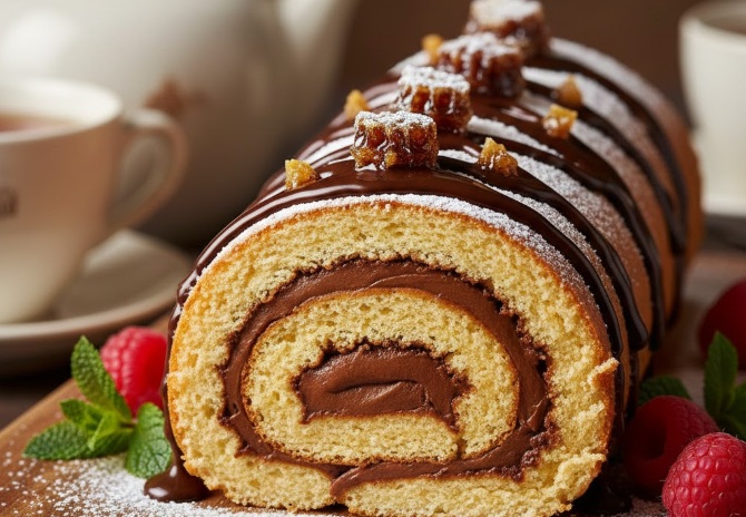 רולדת דבש ושוקולד.