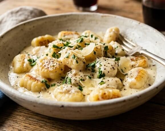  ניוקי ברוטב גבינת שמנת 